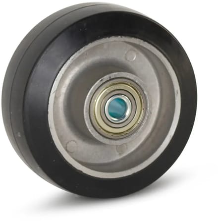 Zwart elastisch rubber wiel - 100mm - 220kg