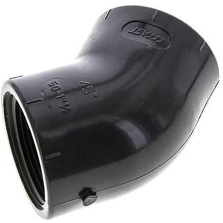 45° L-Koppeling Rp1 1/2'' Binnendraad PVC-U 16bar En 1452-3