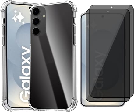 Hoesje geschikt voor Samsung Galaxy S25 Plus - 2x Privacy Screenprotector Volledig Dekkend Glas - Shockproof Transparant