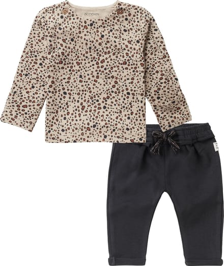 Noppies - Kledingset - 2delig - broek Howick Phantom - shirt Stanley bruin - Maat 56