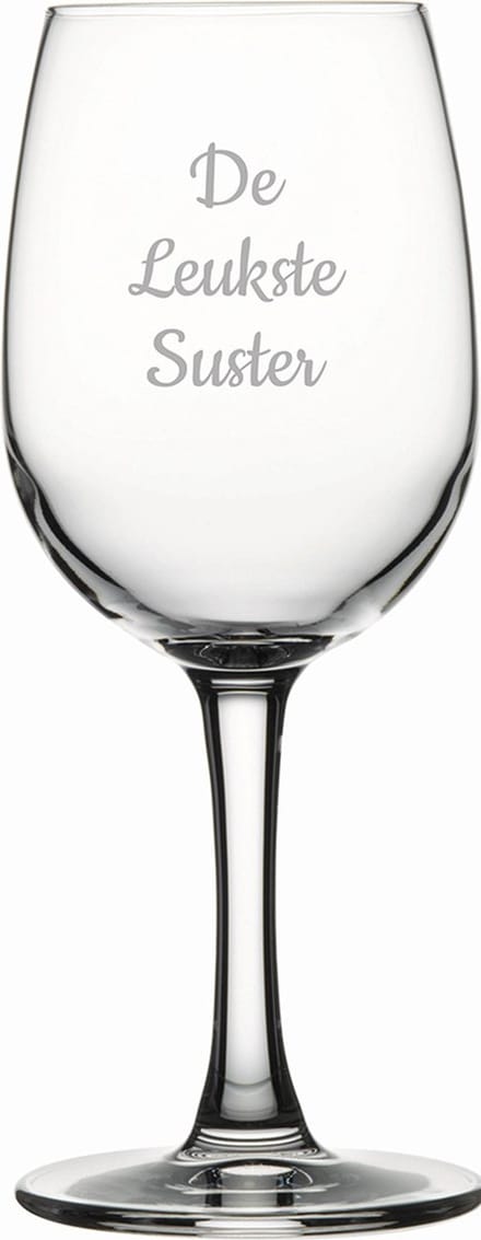 Gegraveerde witte wijnglas 26cl De Leukste Suster