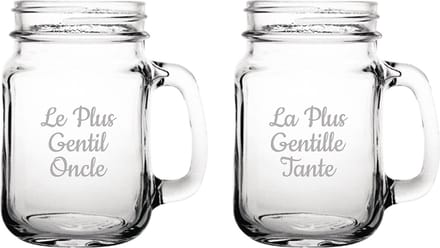 Drinkglas gegraveerd - 45cl - Le Plus Gentil Oncle & La Plus Gentille Tante