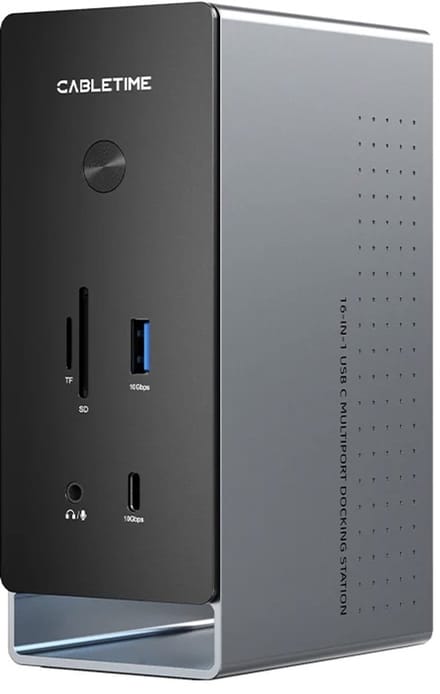 Cabletime - 10Gbps - USB C - 16 in 1 Docking Station - 3 externe beeldschermen - ook geschikt voor MacBook