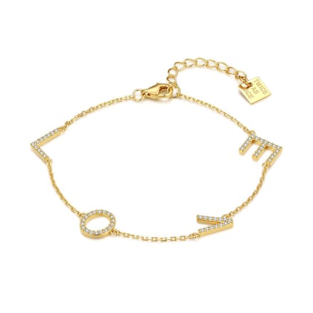 Twice As Nice Armband in zilver, tekst LOVE Goudkleurig 16cm+3cm