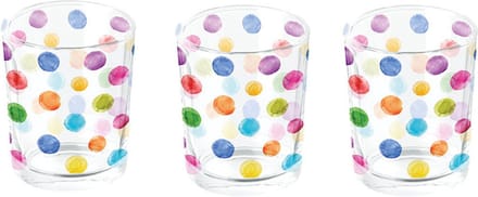 Ambiente set van 3 glazen theelichthouder met polka dot print 100 ML - Ø 5,5 - h 6,6 cm
