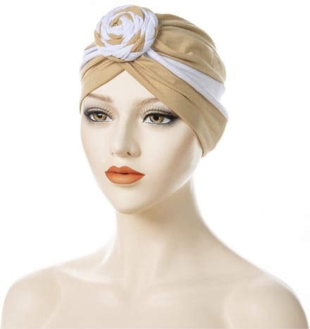 Cabantis Tulband met Knot - Hoofddeksel - Islamitisch - Tulband - Muts - Chemo - Hijab Beige/Wit