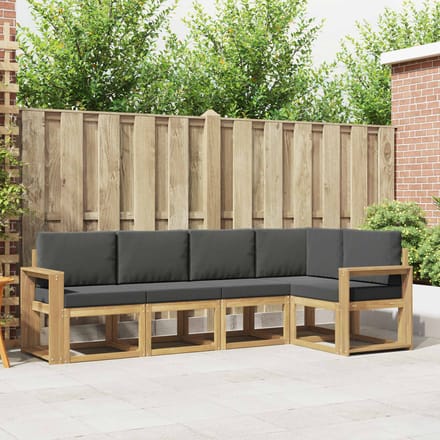 vidaXL - Buiten - bank - set - 5 - st - Wit - en - antracietkleurig