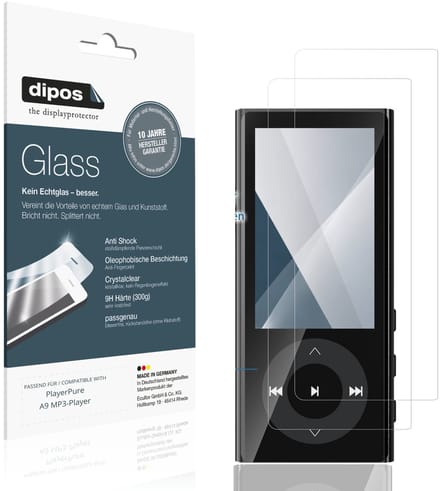 dipos – 2x Pantserfolie geschikt voor PlayerPure A9 MP3-Player | 9H Screenprotector