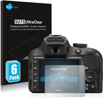 Savvies - Screenprotector voor Nikon D3300 - Folie Beschermfolie transparant 6 Stuks