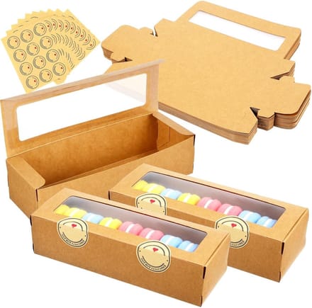 Set van 50 Dozen voor Macarons met Kijkvenster, Perfect voor Taarten, Truffels en Mini Cupcakes