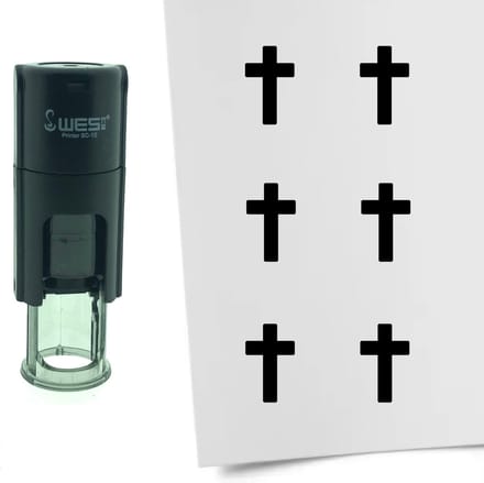 CombiCraft Stempel Kruis / Christendom 10mm rond - Zwarte inkt