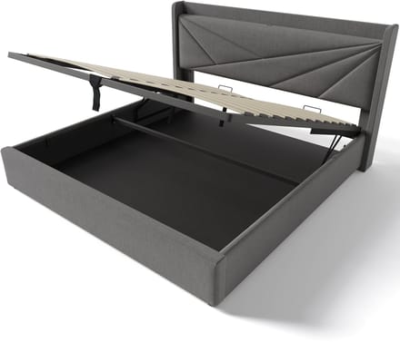 COVREO Bedframe 140x200 cm - grijs, opbergruimte, USB, zonder matras