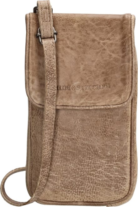 Hide & Stitches Paint Rock Telefoontasje - 100% Leer - Zand