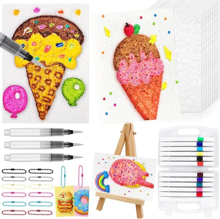 Puffy Verf Schilderset voor Kinderen met 3D Textuur, 10 Kleuren, Mini Easel en Beads