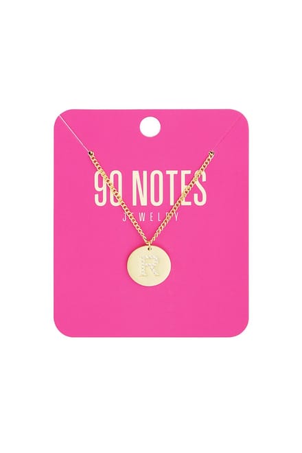 90 NOTES - Initial Strass Ketting - Letter R - goudkleurig
