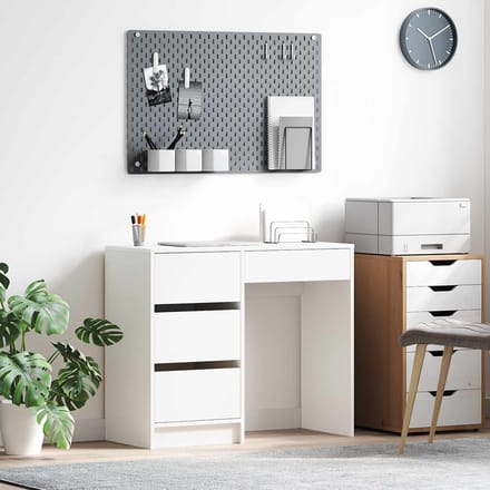 vidaXL - Bureau - Wit - Bewerkt - hout - 90 - x - 37.5 - x - 75 - cm