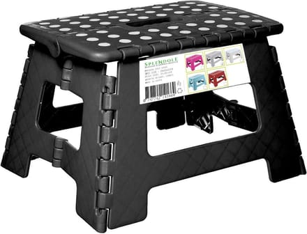 Splendole - inklapbare kruk kunststof, zwart - 22 cm hoog, 29 cm breed - max 120 kilo