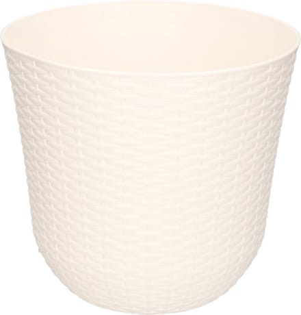 PlasticForte Plantenpot - wit - rotan kunststof - D25 x H23 cm - bloempot