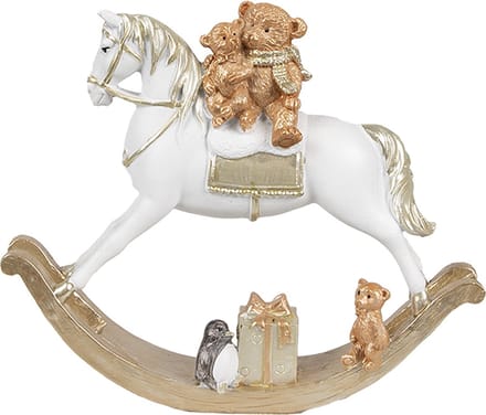 Clayre & Eef Beeld Hobbelpaard 15 cm Wit Kunststof