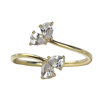 Drop Crystal Adjustable Ring Gold 14K
