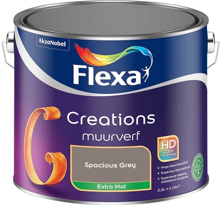 Flexa - Creations Muurverf Extra Mat - Spacious Grey - Mengverf - 2,5 L