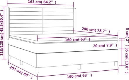 vidaXL - Boxspring - met - matras - stof - blauw - 160x200 - cm