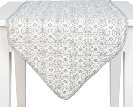 Clayre & Eef - Tafelloper Grijs Wit 50 x 160 cm