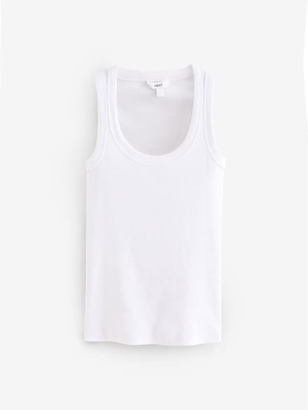 Next - Dames - Premium geribbelde lage mouwloze tanktop - Wit