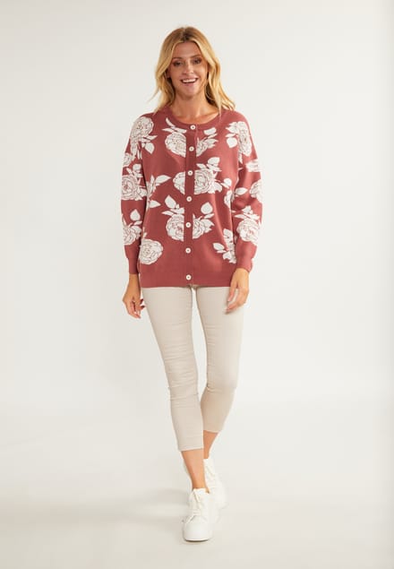 usha Vest met parels Dames Oud roze wit