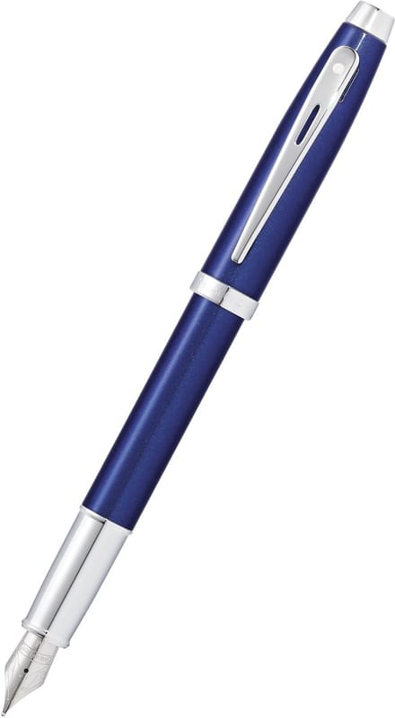 Sheaffer vulpen - 100 E9339 - F - Glossy blue lacquer chrome plated