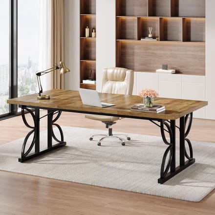 Tribesigns Bureau - Groot Computerbureau - Computer Tafel - Bureautafel met Stevig metalen frame - 180 x 80 x 75 cm - Bruin & zwart