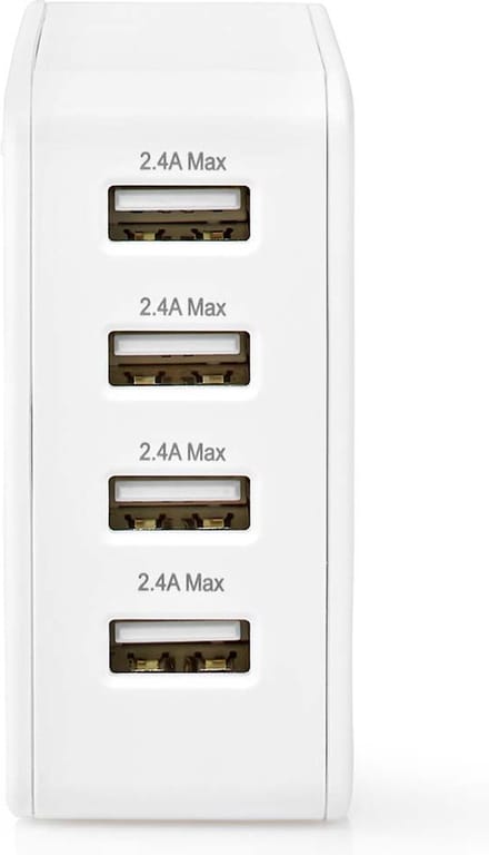 Nedis Oplader - 24 W - 4x 2.4 A - Outputs: 4 - 4x USB-A - Geen Kabel Inbegrepen - Single Voltage Output - Wit