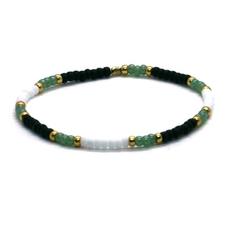 Armband mix groen wit- goud rvs - 3mm