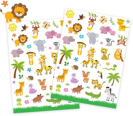 Safari Dieren Stickers - 2 Grote Stickervellen - Stickers Kinderen