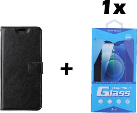 iPhone 7 Plus / 8 Plus Telefoonhoesje - Bookcase - Ruimte voor 3 pasjes - Kunstleer - met 1x Tempered Screenprotector - SAFRANT1 - Zwart