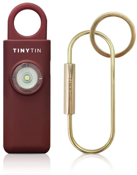 TinyTin® Persoonlijk Veiligheidsalarm 130 dB – Draagbaar Alarm Sleutelhanger – Wine Red