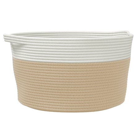 vidaXL - Opbergmand - Ø - 40x25 - cm - katoen - beige - en - wit