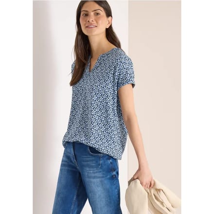 Blouse met gespleten hals en minimale print