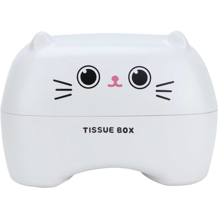 Tissuebox Schattige Cartoon Multifunctionele Servetten Pompdoos Toiletpapierhouder Opberg(Witte Kat ) wit