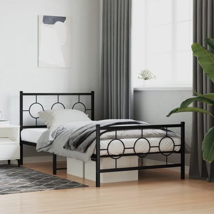 vidaXL - Bedframe - met - hoofd- - en - voeteneinde - metaal - zwart - 100x200 - cm
