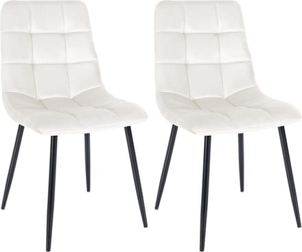 CLP Tilde Set van 2 eetkamerstoelen - Zonder armleuning - Industrieel - Fluweel/cremewit