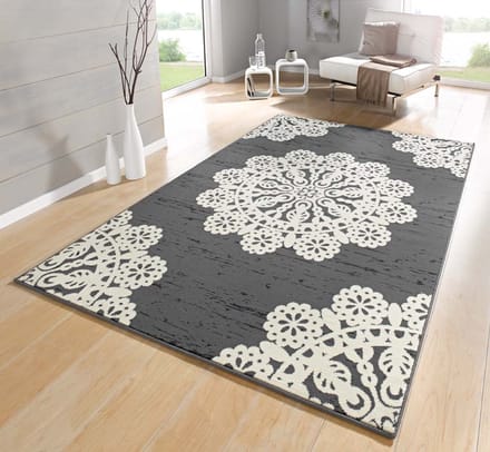 Modern vloerkleed - Lace grijs/crème 80x150