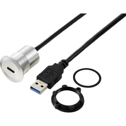 TRU COMPONENTS TC-13376308 USB-C (3.1) bus/USB-A (3.0) stekker 1 m kabel zilver 1 stuk(s)