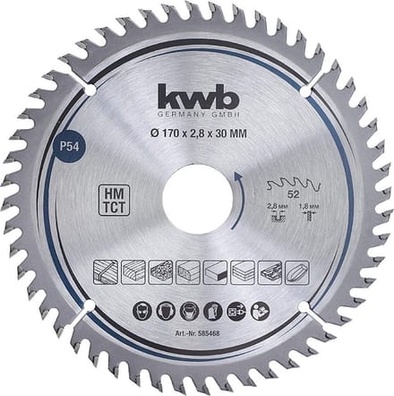 KWB Cirkelzaagblad P54 – 170x30mm (52 tanden)