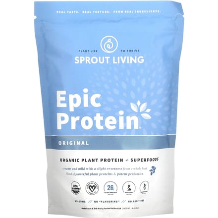 Sprout Living, Epic Protein, Protéine Végétale Bio + Superaliments, Original, 1 lb (455 g)