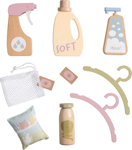 howa Kinderwasmachine Accessoires Houten Wasverzorging Set, 10-delig 4894