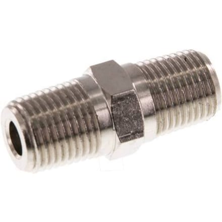 1/8'' NPT x R 1/8'' Vernikkeld Messing Borstnippel 60 Bar