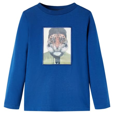 vidaXL - Kindershirt - met - lange - mouwen - 128 - donkerblauw