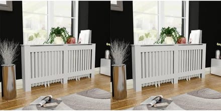 Radiatorbekleding - Verwarminghoes - Decoratieve Opbergruimte - Stijlvol Lamellendesign - 172 cm - Wit