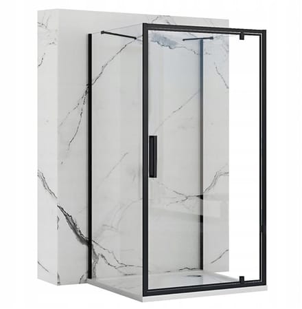 Rea Rapid Swing Black 80X80 - 195 cm - U-Douchecabine - Vierkant - Zwart